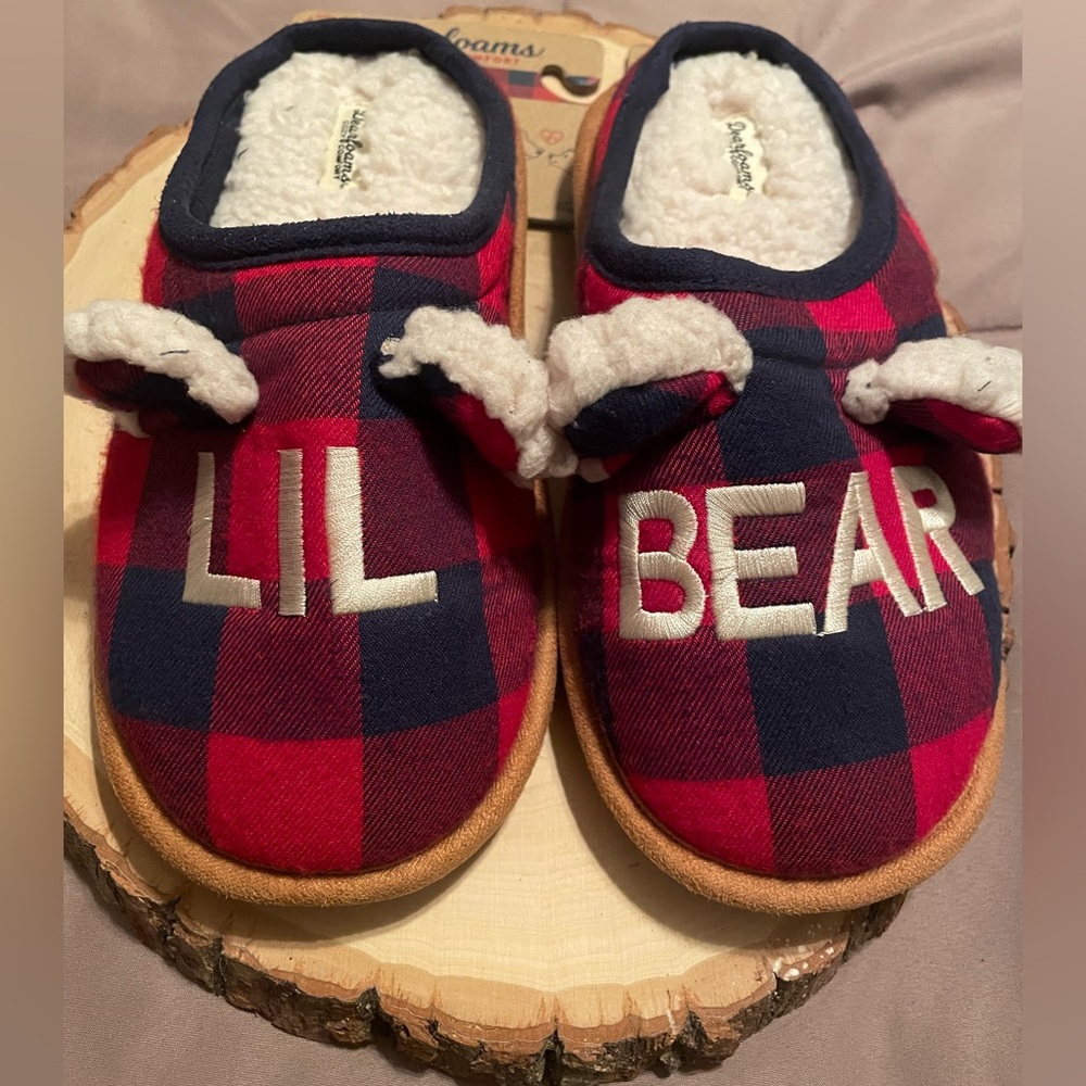 🆕 🎄LiL Bear 🐻, Dearfoams Slippers, Kids, Size 2/3, NWT, Memory Foam